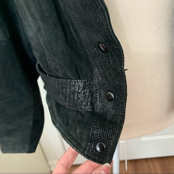 Vtg 80s Black Leather Jacket, Puff Sleeves, Sz S - Picture 9 of 13